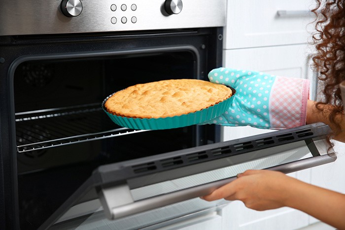 cornbread in oven
